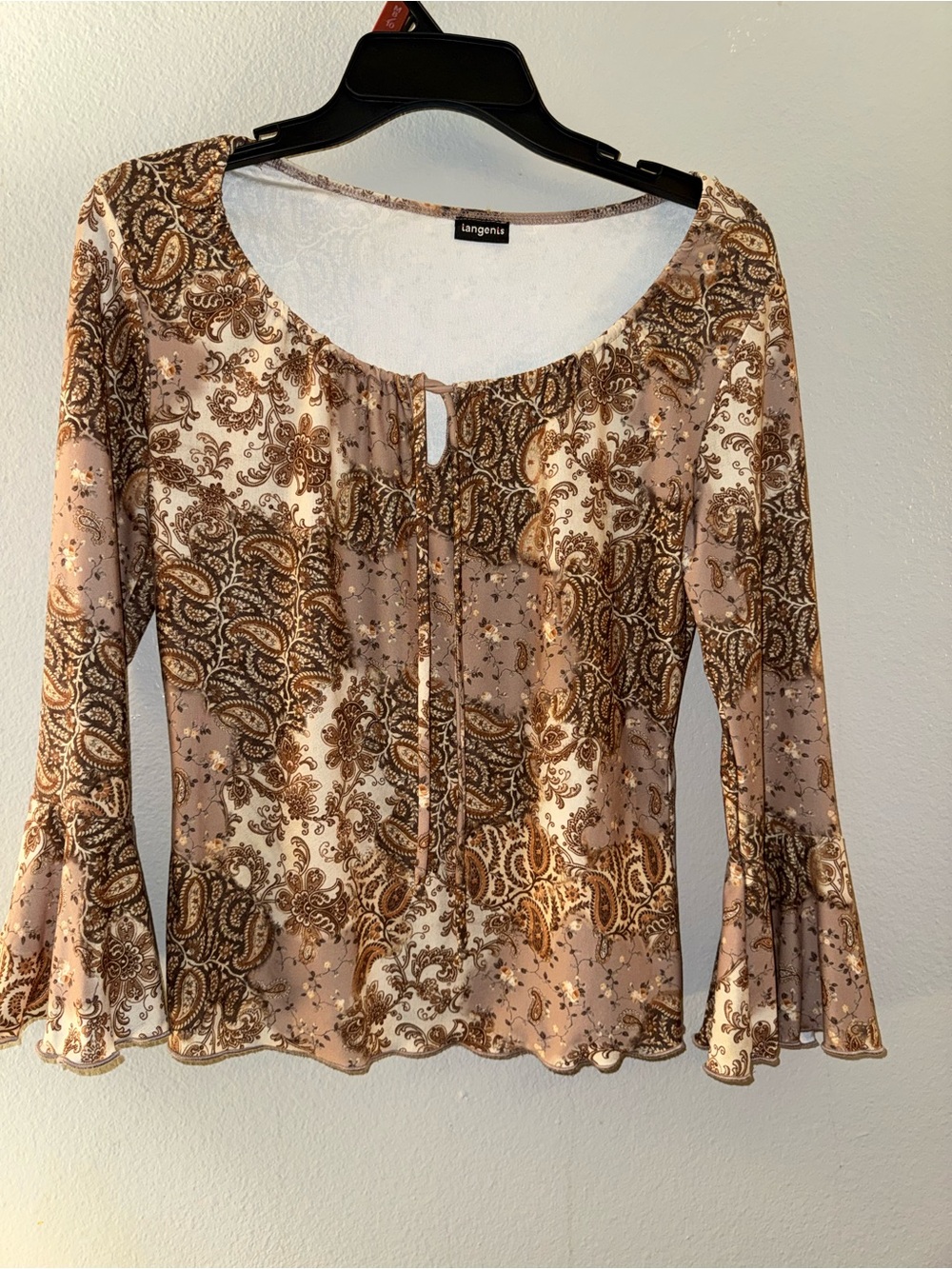 Tangents Y2K Paisley Bell Sleeve Top Boho Whimsigoth Fairycore